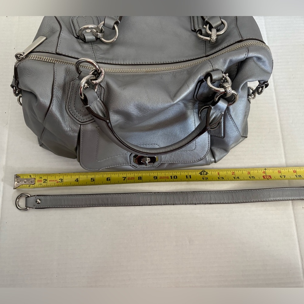 COACH pewter grey two way turnlock satchel - Picture 10 of 16